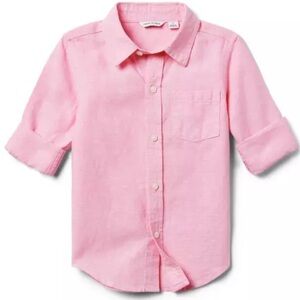 Boys Janie & Jack pink Linen Roll-Cuff Shirt size 12-18m